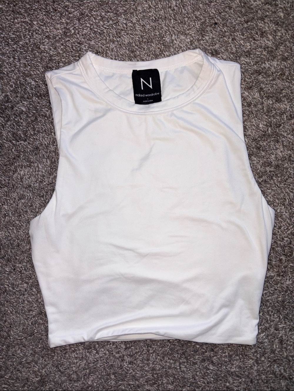 naked wardrobe White High-Neck Sleeveless Crop Tank